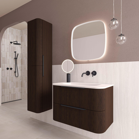 INK SP30 miroir – 40 x 40 cm – LED indirecte tout autour – chauffage de miroir – Blanc mat SW956192