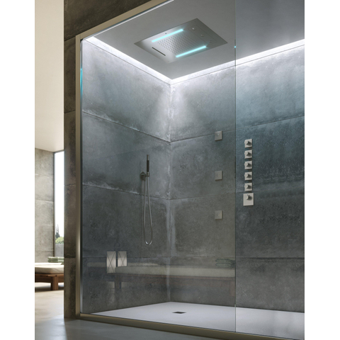 Hotbath Mate douche de tête encastrable 48x63cm spin LED nickel brossé SW74119