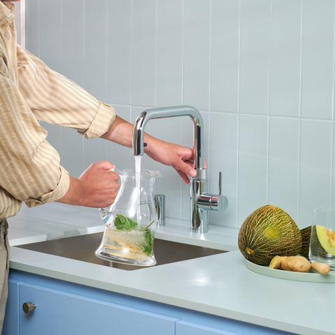 Quooker Flex Square kokendwaterkraan - draaibare & uittrekbare uitloop - PRO3 reservoir - kokend water - chroom SW1441986
