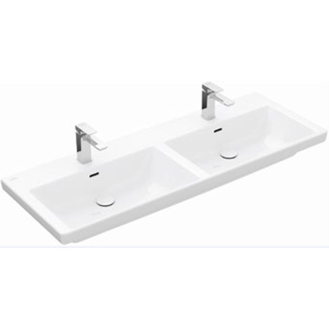 Villeroy & Boch Subway 3.0 meubelwastafel - 130x47cm - 2 kraangaten - met overloop - White Alpine (glans wit) SW641664