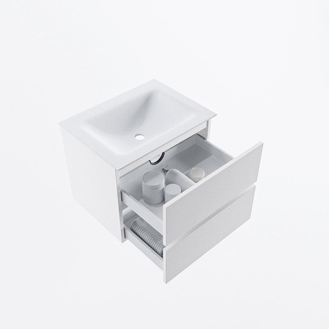 MONDIAZ VICA Meuble de salle de bains 60cm sous-meuble Talc 2 tiroirs. Lavabo CLOUD central 1 trou de robinet, couleur Talc. SW1381806