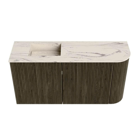 Mondiaz JOYA-DLUX 81.6cm toiletmeubel - ronding rechts kleur Shadow - Wastafel FAYE positie Links Zonder kraangat kleur Nata. SW1424991
