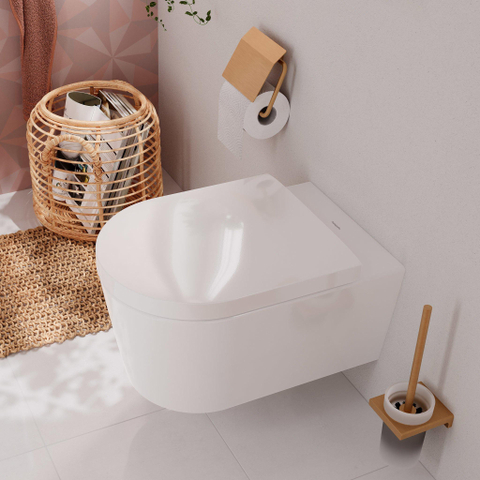 Hansgrohe EluPura S Wandtoilet - 540 - rimless - aquahelix Flush - met toiletzitting en softclose deksel - met quickrelease - smartclean - hygieneeffect - glans wit SW962907