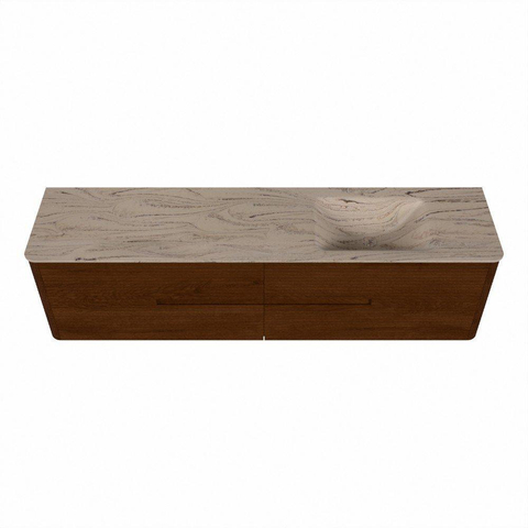 Mondiaz CIRO-DLUX Badkamermeubelset - 190x45x50cm - Solid surface wastafel Arena - 1 wasbak Rechts - zonder kraangaten - 4 lades - Ruby SW1531747