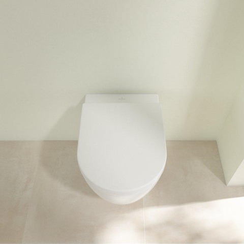Villeroy & Boch Avento Pack WC 37x31.5cm - direchtflush - à fond creux - avec réservoir encastrable - plaque de commande acier mat - Stone White CeramicPlus SW956271