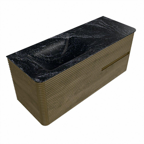 Mondiaz CIRO-DLUX Meuble de salle de bains - 120x45x50cm - lavabo en solid surface Lava - 1 vasque à gauche - sans trous de robinetterie - 2 tiroirs - Dusk SW1533034