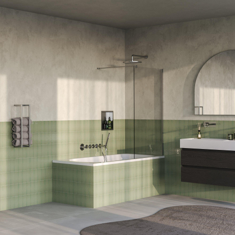 BRAUER Oblivion Badwand - 80x140- helder glas - incl. glascoating - geborsteld RVS PVD SW1580864