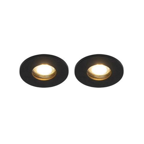 QAZQA Shed Inbouwspot - set van 2 - 8.5x8.5cm - IP54 - rond - mat zwart SW1210147