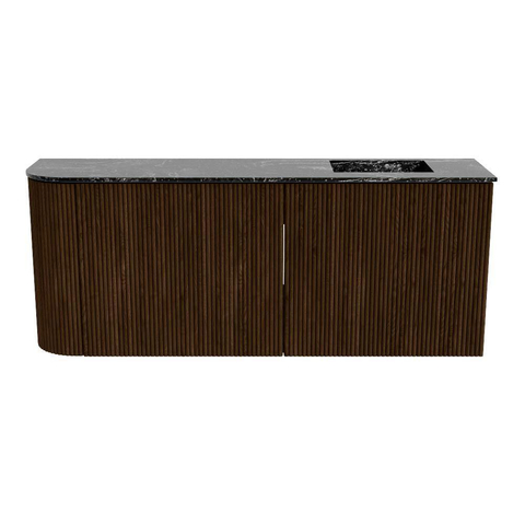 Mondiaz JOYA-DLUX 101.6cm toiletmeubel - ronding links kleur Walnut - Wastafel FAYE positie Rechts 1 kraangat kleur Lava. SW1422477
