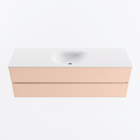 MONDIAZ VICA Ensemble meuble de salle de bains - 150cm - sous-meuble rosee - 2 tiroirs - lavabo moon central - sans trous de robinet - version haute 60cm - talc SW1080393