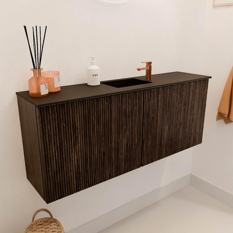 Mondiaz JOYA 100cm meuble de salle de bains - couleur Walnut - Vasque FAYE position Milieu 1 trou de robinet couleur Urban. SW1421332