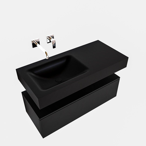 MONDIAZ ALAN 100cm - meuble bas - 1 tiroir - lavabo suspendu - cuve à gauche - 0 trous de robinet - urban SW408556