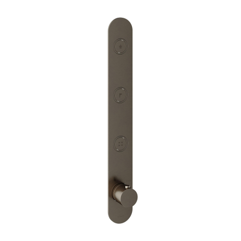 Hotbath Cobber Afbouwdeel inbouwthermostaat - met 3 pushbuttons verticale plaatsing - glans verouderd ijzer (zwart) SW229965
