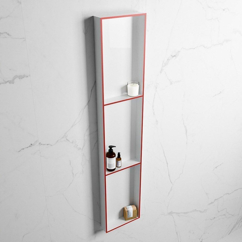 Mondiaz Easy nis 29.5x149.5x8cm voor Inbouw/opbouw 3 open vakken Solid surface Talc/Fire SW643887