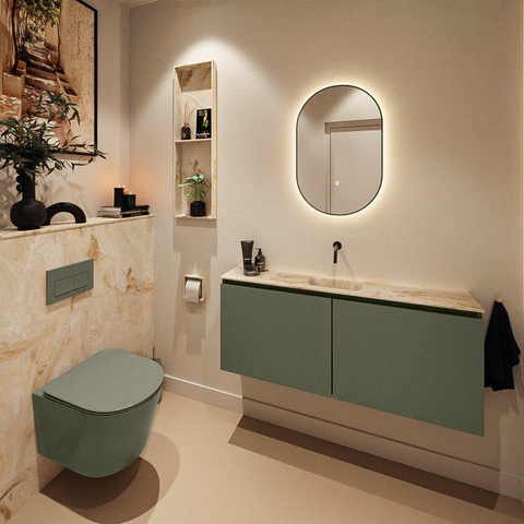 Mondiaz GLOW miroir – ovale – 45 x 90 cm – LED indirecte tout autour – capteur de mouvement – Army (vert) SW1105162