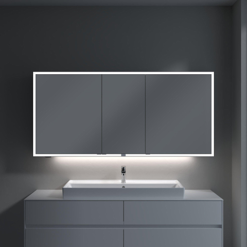Villeroy & Boch My View Now spiegelkast - met 3 deuren - met led verlichting en wastafelverlichting - 160x75x16.8cm - met sensorschakelaar - Aluminium (zilver) SW702118