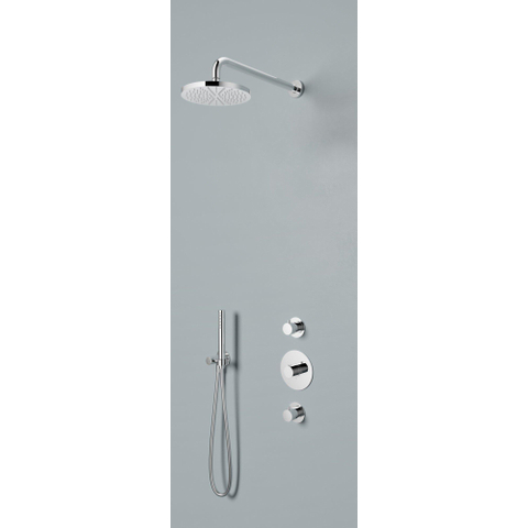 Hotbath Buddy IBS1 Regendoucheset - 2 stopkranen - 35cm wandarm - 20cm ronde hoofddouche - staafhanddouche - hoogglans chroom SW12097