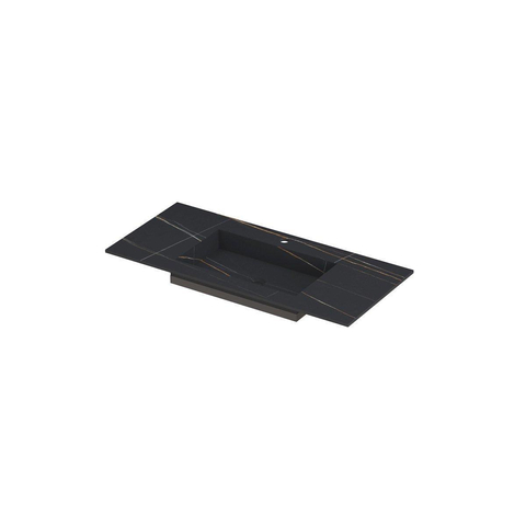Ink post lavabo en céramique enveloppe de lavabo centre avec 1 trou pour robinet 100x45x1cm lauren black matt SW693245