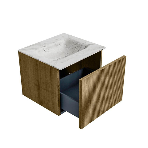 Mondiaz KURVE-DLUX Badkamermeubelset - 50x46x40cm - 1 lade - wastafel solid surface - midden - zonder kraangat - Dusk SW1415199