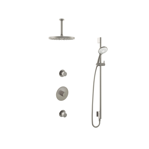 Hotbath Buddy IBS - Regendoucheset - 15cm plafondarm - 30cm ronde hoofddouche - 3 standen handdouche - glijstang - 2 stopkranen - geborsteld nikkel (RVS) SW298881