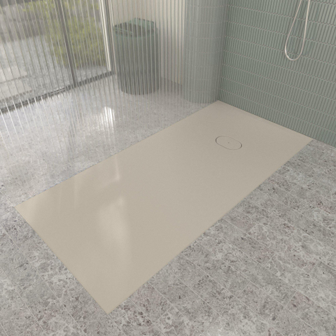 Villeroy & Boch Ecora douchebak - 170x80x4.5cm - afvoer korte zijde - almond (beige) SW1559011