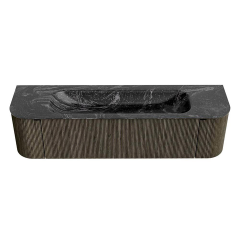 Mondiaz KURVE-DLUX Ensemble de meuble de salle de bains - 170x46x40cm - 1 tiroir - 2 portes - vasque solid surface - central - sans trou de robinet - Shadow SW1414669