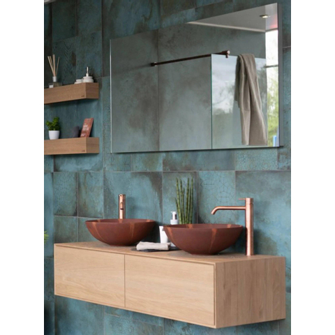 Looox Wood collection Meuble sous lavabo en bois avec 2 tiroirs 160x30x46cm chêne - vieux gris SW546658