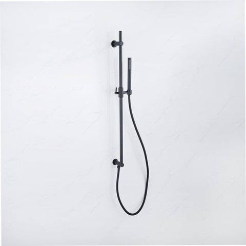 Fugaflow Eccelente Sobrado Ensemble de barre de douche - coude de raccordement mural intégré - flexible de douche lisse - noir mat SW1212572