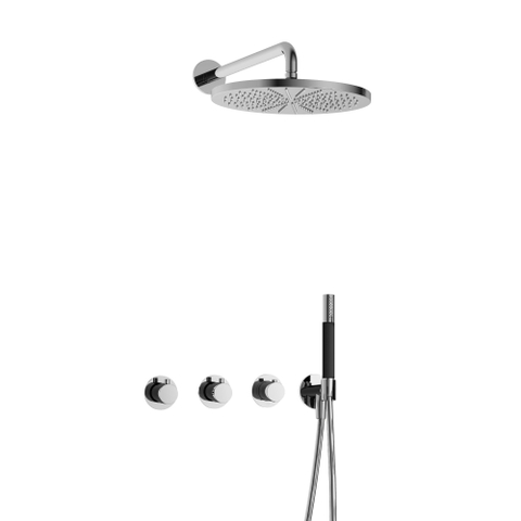 Hotbath Cobber IBS70 Regendoucheset - inbouw - 38.5cm wandarm - 30cm ronde hoofddouche - staafhanddouche - hoogglans chroom SW677948