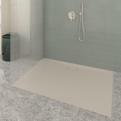 Villeroy & Boch Ecora douchebak - 140x100x3.5cm - afvoer lange zijde - almond (beige) SW1559000