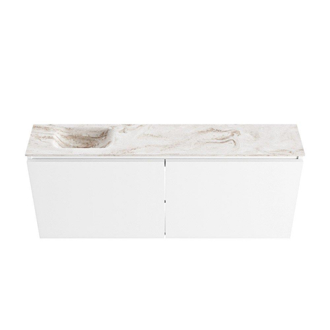 MONDIAZ TURE-DLUX Meuble de toilette 120 cm Talc. EDEN vasque Frappe position gauche. Avec 1 trou de robinet. SW1102603