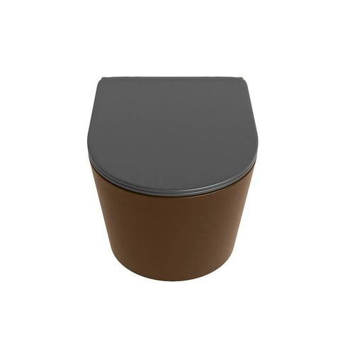 Mondiaz LAVIE hangtoilet – spoelrandloos – 36 x 53 cm – met softclose zitting – Rust (bruin), zitting Dark grey (grijs) SW1208606