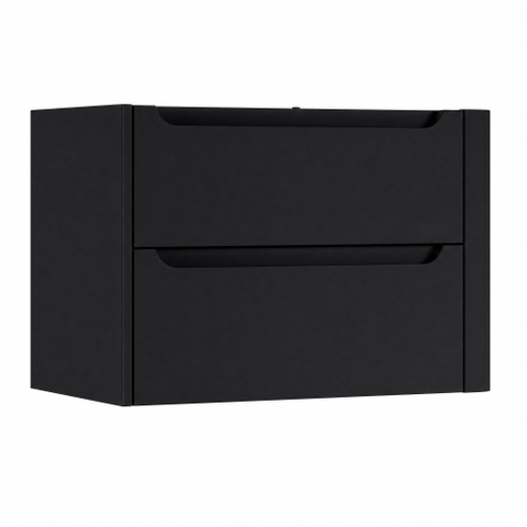 H&R Badmeubelen Juice Meuble sous lavabo - 80x45x50cm - coin droit arrondi - 2 tiroirs - poignée intégrée - noir mat SW1489023