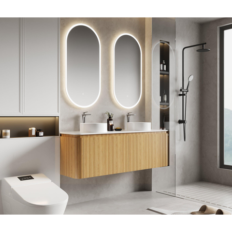 Royal Plaza Terra Meuble sous-lavabo - 140 cm - 4 tiroirs - coins arrondis - sandwood (chêne clair) SW1174103