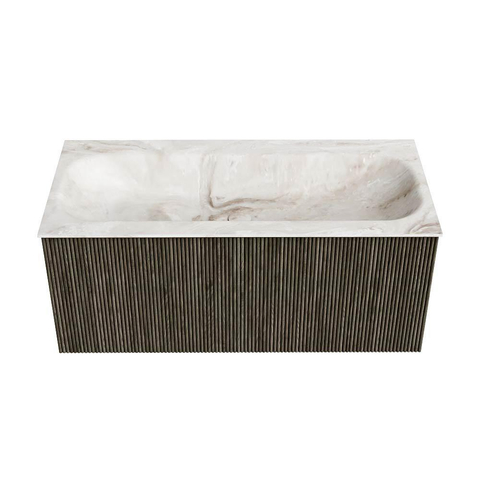 Mondiaz KURVE-DLUX Ensemble de meuble de salle de bain - 100x46x40cm - 1 tiroir - lavabo solid surface - centre - sans trou de robinet - Shadow SW1414344