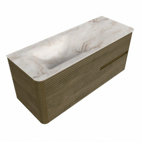 Mondiaz CIRO-DLUX Ensemble de meuble de salle de bains - 120x45x50cm - Plan-vasque solid surface Frappe - 1 vasque à gauche - 1 trou de robinet - 2 tiroirs - Dusk SW1532856