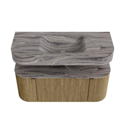 MONDIAZ THOR-DLUX Meuble de salle de bains 110cm arrondi gauche + droite couleur Dusk avec 1 tiroir et 2 portes. Vasque suspendue CLOUD Milieu sans trou de robinet couleur Sombra. SW1463019