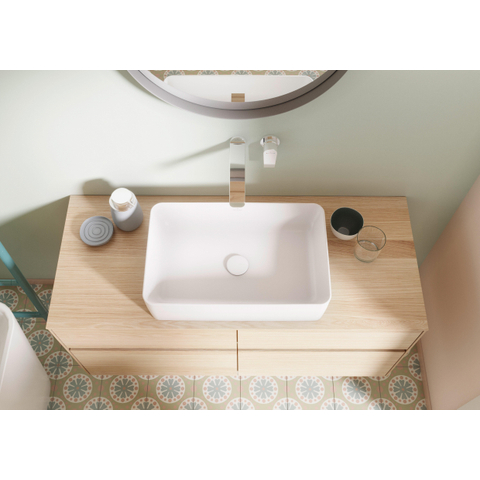 Villeroy & Boch Collaro opzetwastafel rechthoekig - 56x36cm - zonder overloop - zonder kraangat CeramicPlus - White Alpine (glans wit) SW358360
