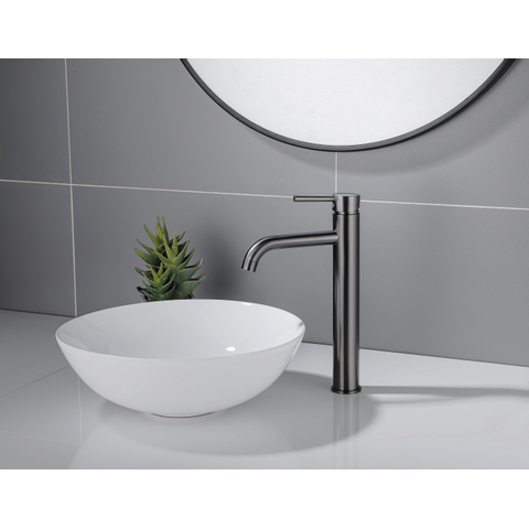 Fortifura Calvi Wastafelkraan - 33.9cm - verhoogd - opbouw - PVD - geborsteld gunmetal (antraciet) SW766541