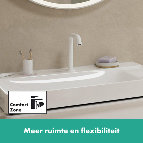 Hansgrohe Tecturis S wastafelkraan - model 150 - coolstart - met waste - mat wit SW918570