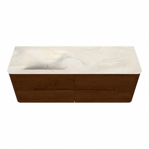 Mondiaz CIRO-DLUX Badkamermeubelset - 140x45x50cm - Solid surface wastafel Ostra - 1 wasbak Links - zonder kraangaten - 4 lades - Ruby SW1531856