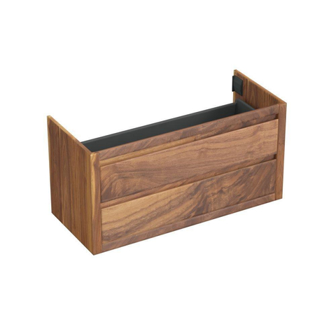 Forzalaqua Gela 2.0 meuble sous-lavabo 120x51x60cm avec 2 tiroirs sans poignées à fermeture douce Chêne massif Pure Walnut SW492292