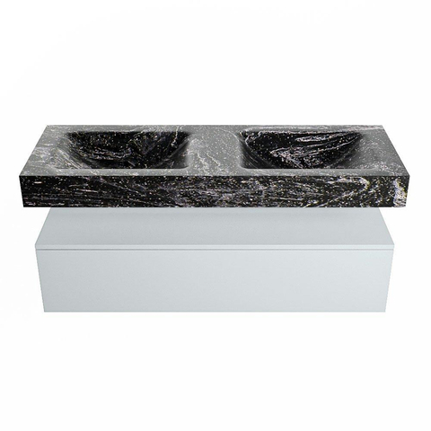 Mondiaz ALAN-DLUX Ensemble de meuble - 130cm - meuble Clay mat - 1 tiroir - Lavabo Cloud Lava suspendu - vasque Gauche et droite - 2 trous de robinet SW808712
