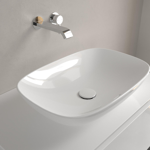 Villeroy & Boch Loop & Friends opzetwastafel - 56x38cm - zonder kraangat - met overloop alpinee - White Alpine (glans wit) SW644090