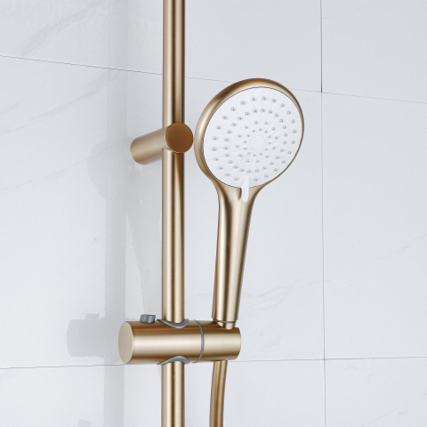 Adema Sparkle 2.0 ensemble de douche pluie - mitigeur douche principale - 20 cm - douchette à main - 3 positions - or mat SW1407265