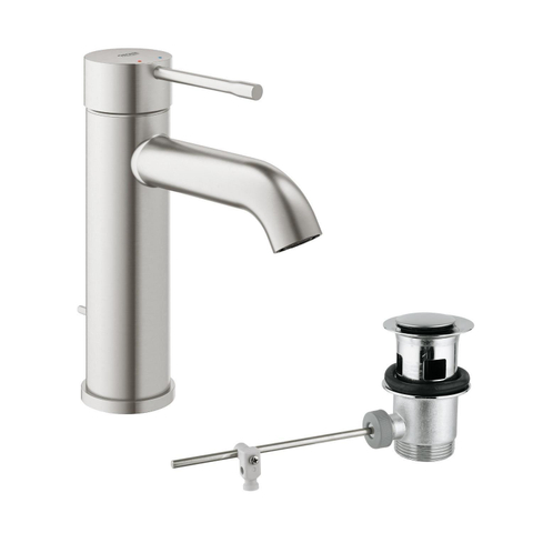 Grohe Essence New Wastafelkraan Opbouw - uitloop 11.6cm - S-size - waste - Supersteel (RVS) SW73264