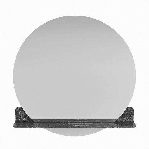 Mondiaz SPOT miroir – Ø 90 cm – avec tablette – Lava (marbre noir) SW1235647