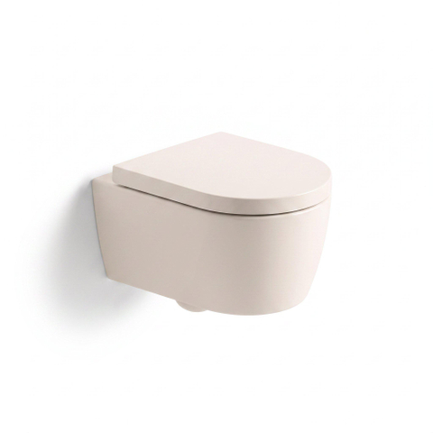QeramiQ Dely Swirl Wandclosetset - 36.5x53cm - diepspoel - rimless - softclose zitting - linnen SW1590131