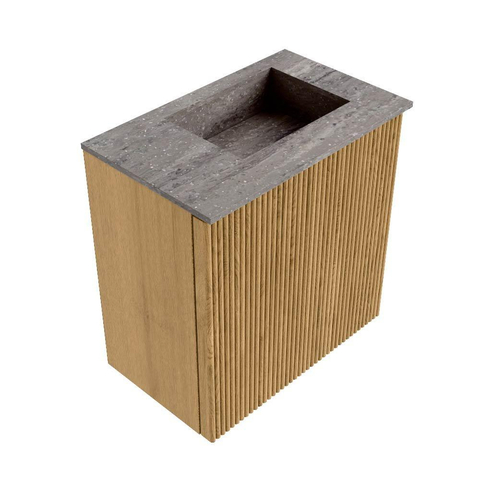 Mondiaz JOYA-DLUX 40cm meuble de toilette - couleur Chêne - Vasque FAYE position Droite 1 trou de robinet couleur Oza. SW1424079