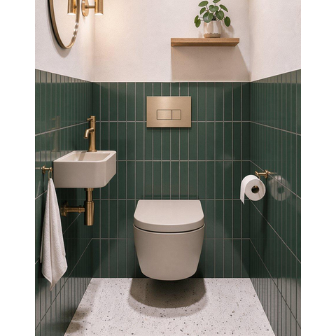 QeramiQ Dely Ensemble WC - réservoir encastré Qeramiq Flush - abattant 35mm - plaque de commande beige en plastique - boutons rectangulaires - beige SW1578609